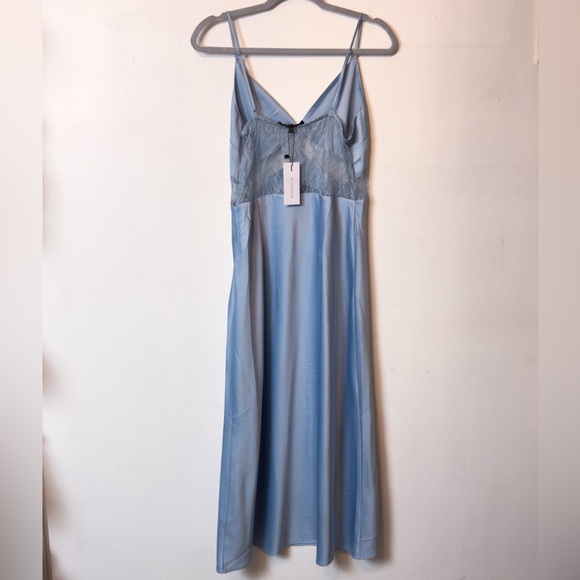 Dynamite Light Blue Satin Maxi NWT Silk Slip Maxi - Picture 3 of 5